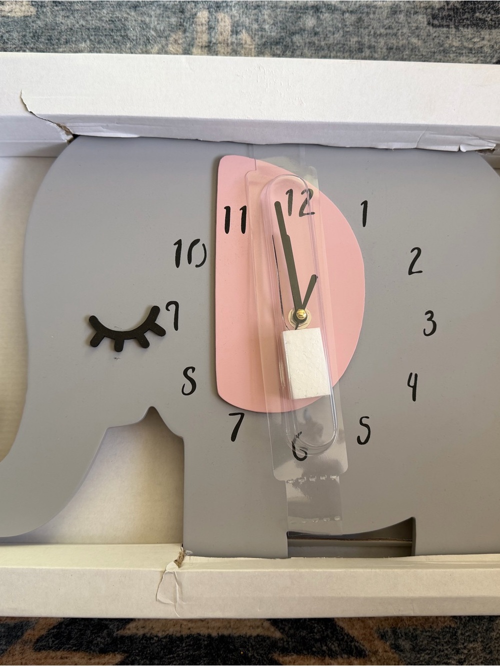 Dreamers Gray and Pink Elephant Wall Clock